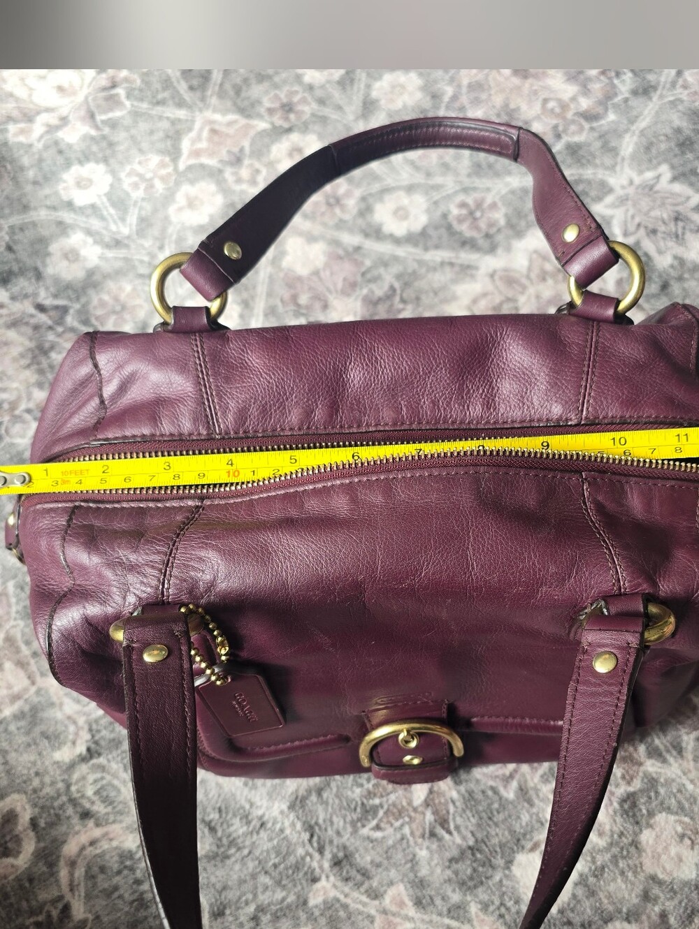 Vintage Coach Plum/Bordeaux Leather Satchel with Gold-Tone Hardware - Picture 4 of 8